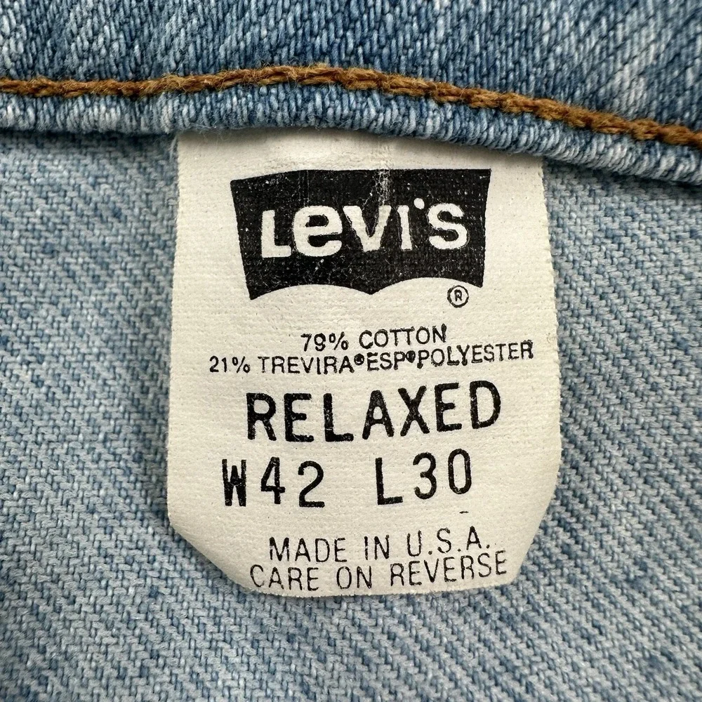 VTG Levi's Men's White Tab Denim Jeans 40x30 Light Wash Relaxed 80s 90s USA Made